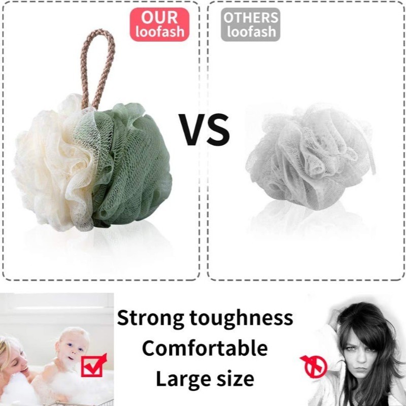 ลูกอาบน้ําขนาดใหญ่สองสี - ตาข่ายฟองนุ่ม - ดอกไม้อาบน้ําขัดผิว - เครื่องขัดหลัง - รูปที่ 7