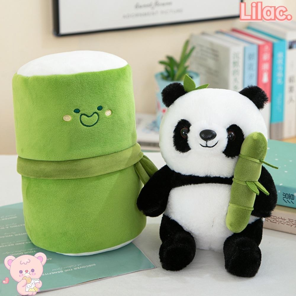 Lilac Panda ในตุ๊กตาหลอดไม้ไผ่, Creative Plush ตุ๊กตาหมีแพนด้าหมอน,ของขวัญวันเกิด Super น่ารักนุ่ม 25 ซม.ตุ๊กตาสัตว์ของเล่น