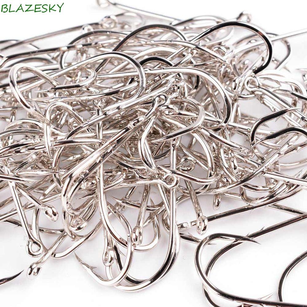 Blazesky 100 ชิ้นเบ็ดตกปลาก้านยาวตะขอวงกลมเดี่ยว Fly อุปกรณ์ตกปลาด้ามยาว Sharp Fly Fishing Hook เหยื่ออุปกรณ์เสริม Barbed Fishhook