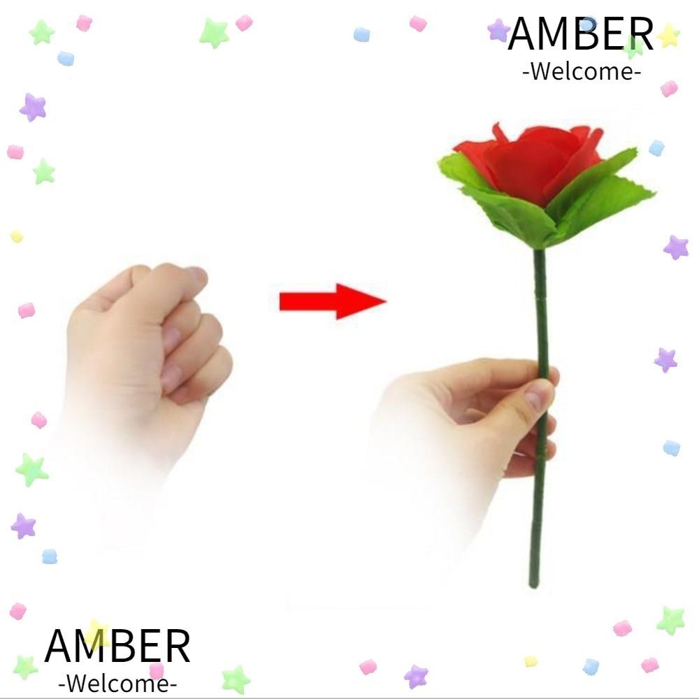 Amber พับ Rose, 24.5 ซม.Close Up Magic Magic Tricks, Surprise Stage Illusion Gimmick Props ปรากฏดอกไม ้ เด ็ ก