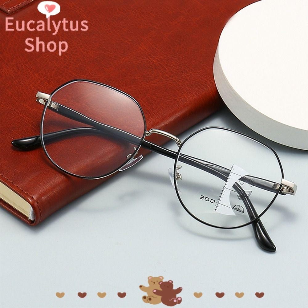 Eucalytus1 Anti-Blue Light แว่นตา, Progressive Near Far Multifocal Square แว่นตา, Elegant Ultralight โลหะ Blue Blocking แว่นตาสายตายาวสํานักงาน