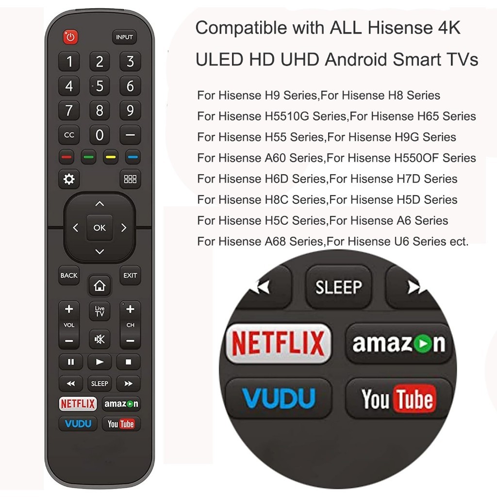 เปลี่ยนรีโมทคอนโทรลทีวี Hisense EN2A27 สําหรับรีโมทคอนโทรล Hisense เข้ากันได้กับ Hisense ทุกรุ่น And
