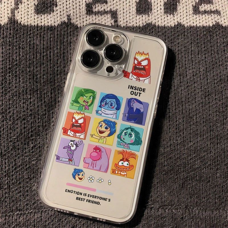 การ์ตูนน่ารัก Nine Lattice Inside Out เคส IPhone สําหรับ 7/8 Plus 14/13promax 12/11 รวมทุกอย่างโปร่งใสทนต่อการตก iPhone15 เคสนิ่ม XR/xs ทาสี