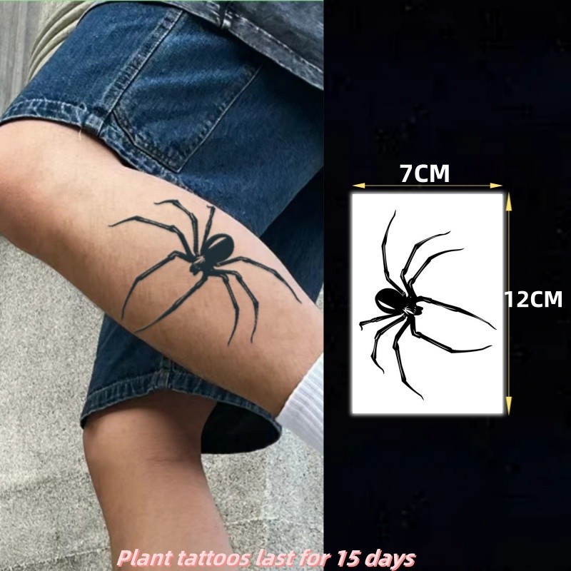 ทรราชแมงมุมลายสักน่ารักสาวขาพืชสักสติกเกอร์รอยสักกันน้ําติดทนนาน15วันสักปลอมชั่วคราว