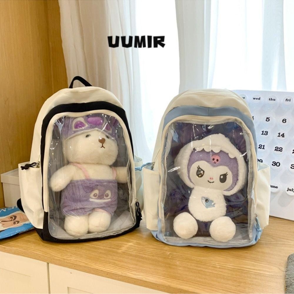 UUMIR กระเป๋าเป้สะพายหลังตุ๊กตา,กระเป๋านักเรียน PVC กระเป๋าใส, Kawaii Itabag สไตล์ญี่ปุ่น