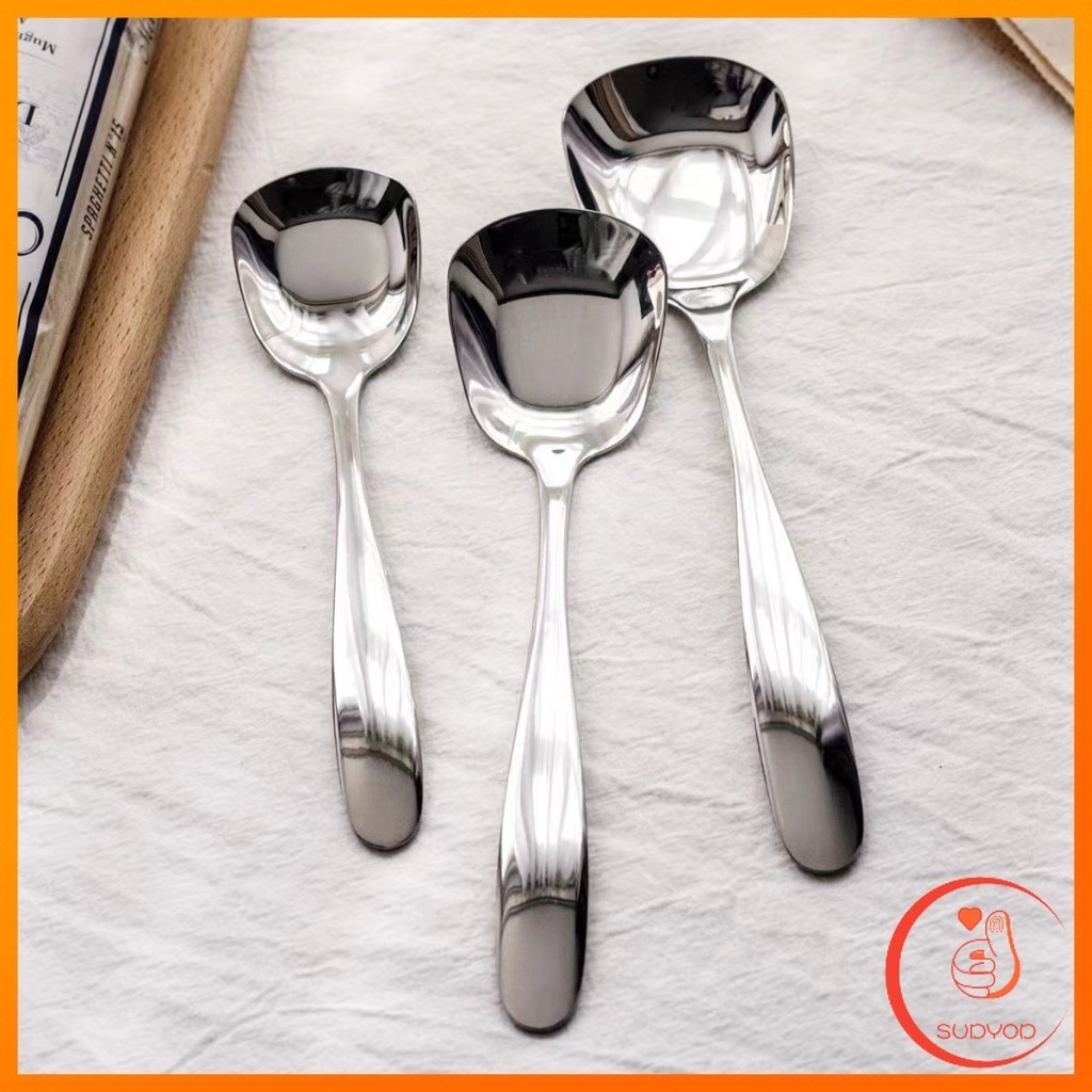 Sudyod ช้อนสแตนเลส ที่ตักไอศครีมสีเงิน ตักข้าว ขนม หรือใช้แบ่งอาหาร Stainless steel spoon ราคา ถูกที่สุด ดีลบีเคเค แกลเลอรีภาพที่ 7