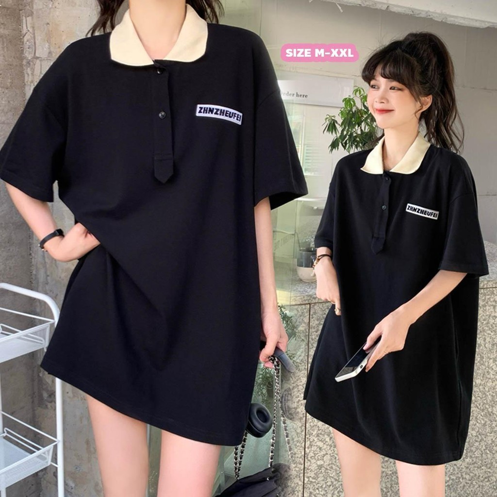 MIMI&DIDI#เสื้อยืดโอเวอร์ไซส์ลำลอง เสื้อยืดแขนสั้นพิมพ์ลายตัวอักษรผู้หญิง สไตล์เกาหลี ฤดูร้อนหลวมยาวปานกลาง#2642