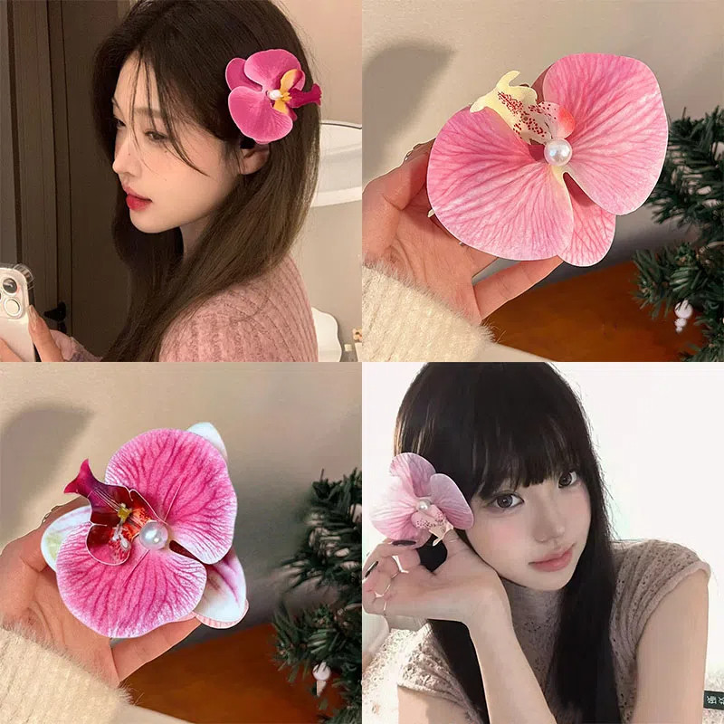 กิ๊บติดผมฟาแลนนอปซิสอารมณ์สไตล์เกาหลีกิ๊บติดผมหน้าม้าหวานระดับไฮเอนด์สําหรับผู้หญิง