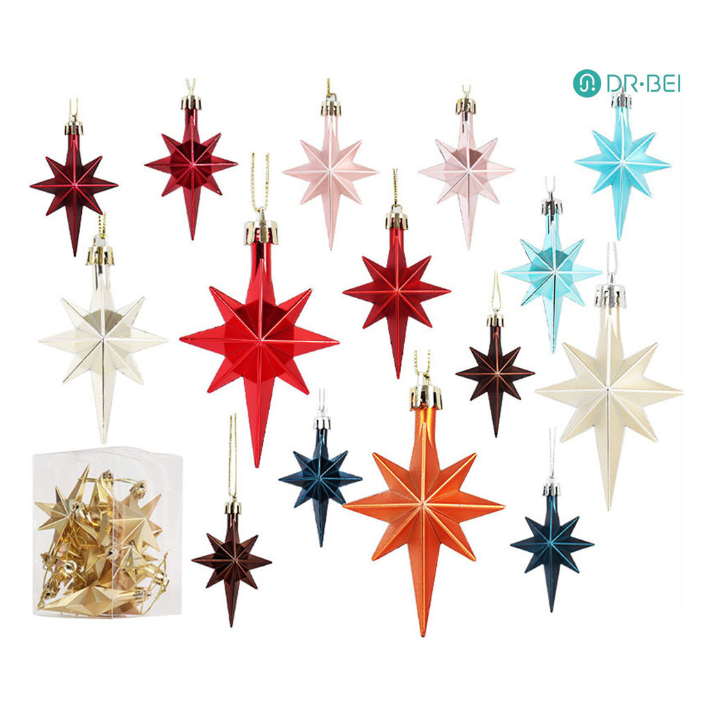 Dr.bei 12 ชิ้นต้นคริสต์มาสจี้ไม่สม่ําเสมอ Bright สีเงา Electroplated แขวนตกแต่งการถ่ายภาพ Props