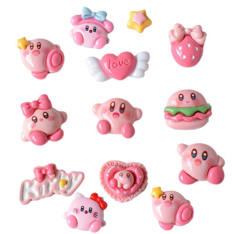 น่ารัก Kirby Jibbitz จิ๊บบิท อุปกรณ์ตกแต่งรองเท้า ชุดเซต Charms ตัวการ์ตูนน่ารัก ลายหลากหลาย แบบหัวเข็มขัด/มีรู