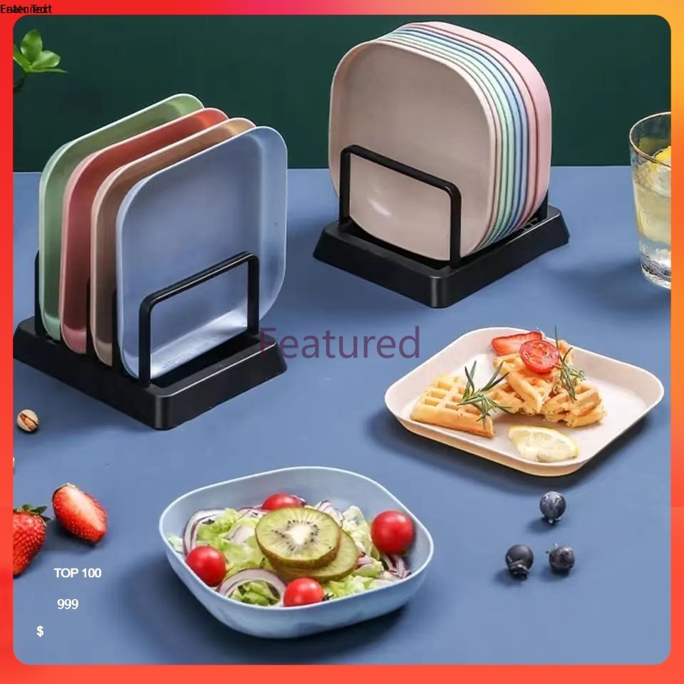 Featured ถาดฟางข้าวสาลี อเนกประสงค์  จานพลาสติก ขนาดเล็ก ทรงสี่เหลี่ยม ทำจากฟางข้าวสาลี