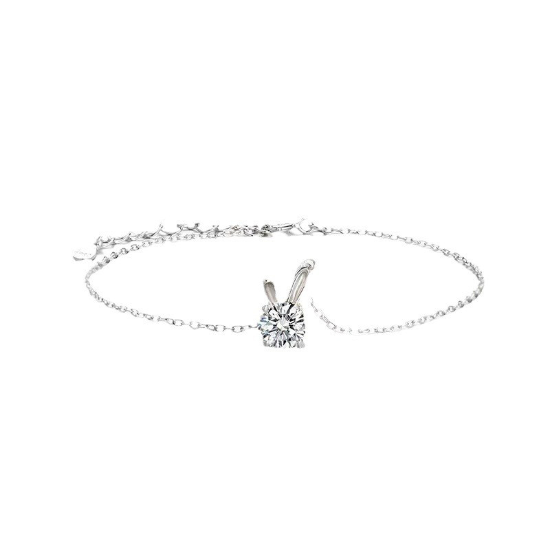 จริง Moissanite 1ct กระต่ายออกแบบรอบตัดสีขาว D สร้อยข้อมืออินเทรนด์ใน S925 เงินสเตอร์ลิงพร้อมการรับรอง GRA สามารถผ่านการทดสอบสําหรับหมั้นงานแต่งงานพิธีข้อเสนอ
