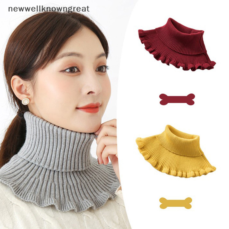 ใหม่wellknowngreat Warm ถักปลอมเสื้อขนสัตว์ผู้หญิงคอเต่าถักปลอมคอที่ถอดออกได้ผ้าพันคอ Thicken Windpr