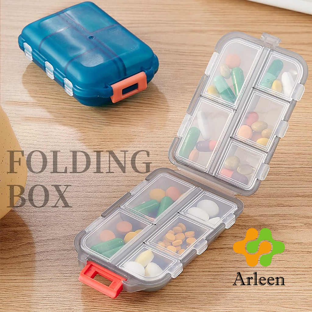 Arleen กล่องเก็บยา เก็บของอเนกประสงค์ 10 ช่อง ป้องกันความชื้น ขนาดเล็ก แบบพกพา Storage box
