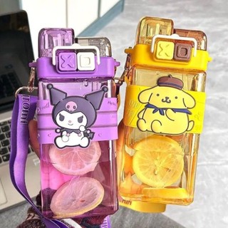 Sanrio  580ml  Kuromi Bottle Kids Water Bottle Tritan Straw Cup with Strap Melody Cinamoroll Cute