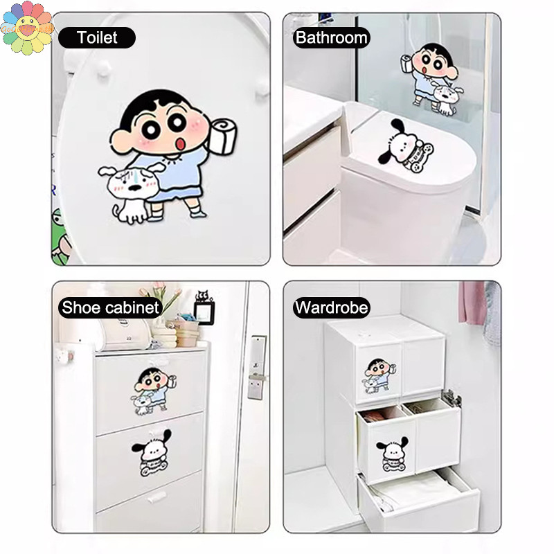 Gogo Hello Kitty Deodorant Self-Adhesive สติกเกอร์ Capybara Crayon Shin-chan ห้องน้ําฝาชักโครก Decals Patch ตกแต่งบ้าน TH