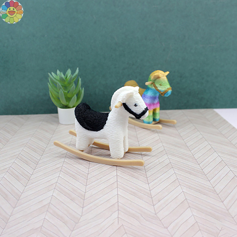 Gogo 1/12 Dollhouse Mini Trojan Horse Rocking Horse เก้าอี้บ้านตุ๊กตาเฟอร์นิเจอร์ตกแต่งตุ๊กตา Micro ฉากเครื่องประดับของเล่นเด็ก TH