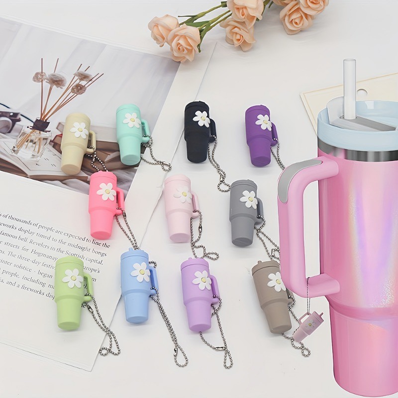 ดอกไม้น่ารักกระติกน้ําร้อนถ้วยพวงกุญแจซิลิโคนขวดน้ําจี้พวงกุญแจผู้หญิงผู้ชายกระเป๋าเป้สะพายหลังอุปกรณ์ ทําเอง - รูปที่ 6