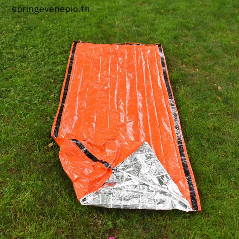 Springevenepic ถุงนอนฉุกเฉินกันน้ําพิเศษ Mylar ผ้าห่มความร้อนน้ําหนักเบา Survival ถุงนอนอุ่นสําหรับตั้งแคมป์เดินป่าใหม่