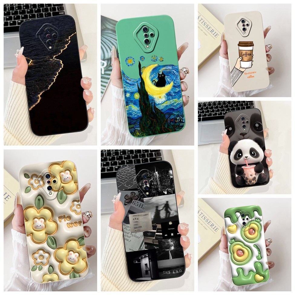 ปลอก Vivo S1Pro 1920 กรณีความงามแฟชั่นดอกไม้แมวน่ารัก Panda ฝาหลัง Vivo S1 Pro เคสโทรศัพท์