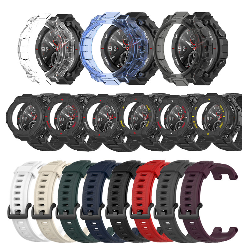 สําหรับ Huami Amazfit T-REX สายรัดข้อมือกีฬาสายรัดซิลิโคน TPU เคสป้องกันแบบนุ่มอุปกรณ์เสริมกรอบหน้าจอ PC