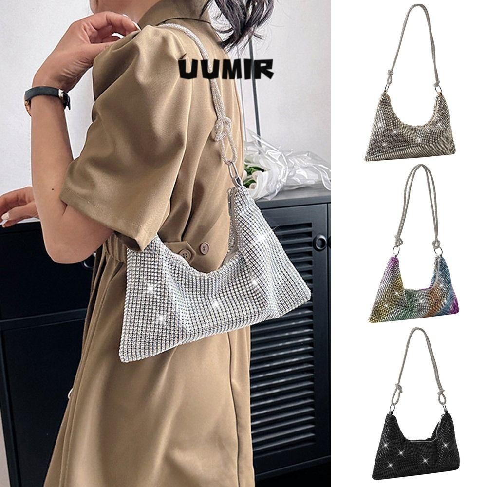 UUMIR กระเป๋าใต้วงแขน, Glitter Shiny Rhinestones คลัทช์กระเป๋า, Luxury Design เลียนแบบเพชร Bling Bling กระเป๋าถืออาหารค่ํางานแต่งงาน