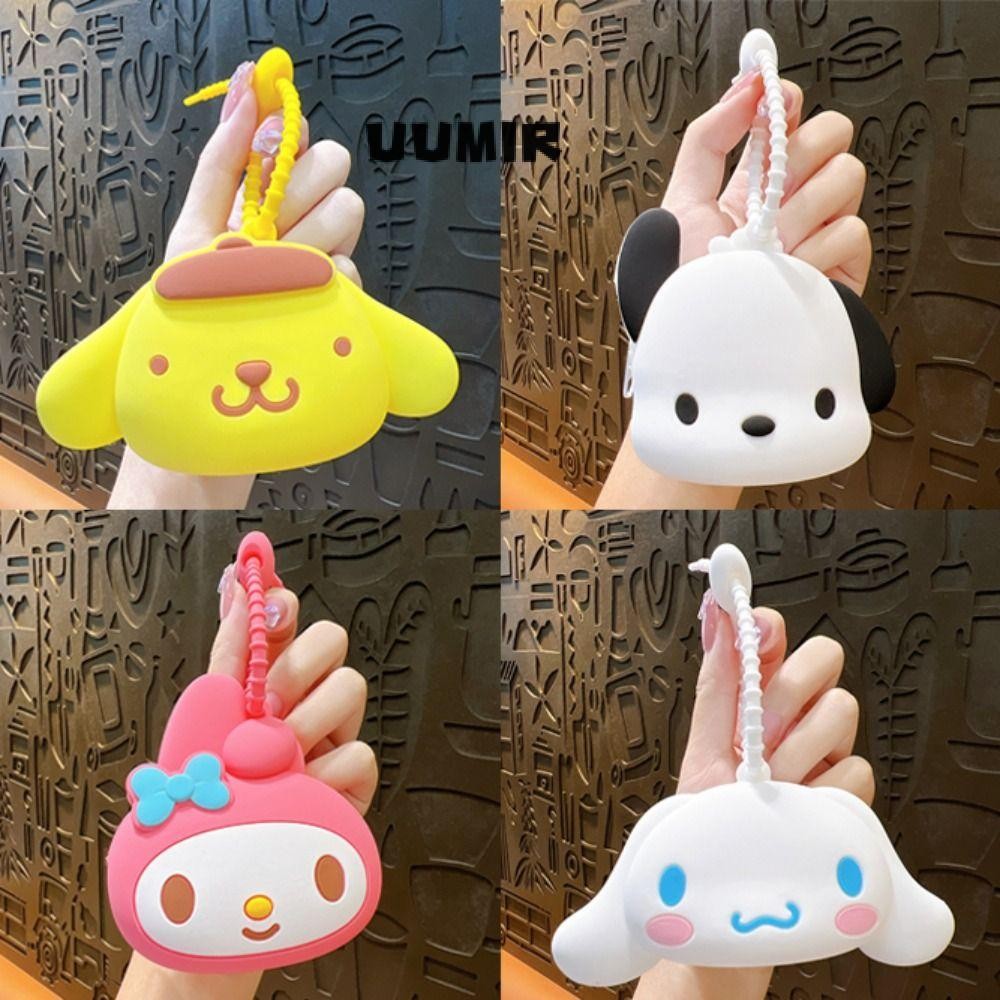 UUMIR SANRIO กระเป๋าใส่เหรียญน่ารัก,การ์ตูนซานริโอมินิกระเป๋าเงินเหรียญ,กระเป๋าสตางค์และผู้ถือเมโลดี้/เจดีย์/ซินนาโมโรลซิลิโคนซิปกระเป๋า