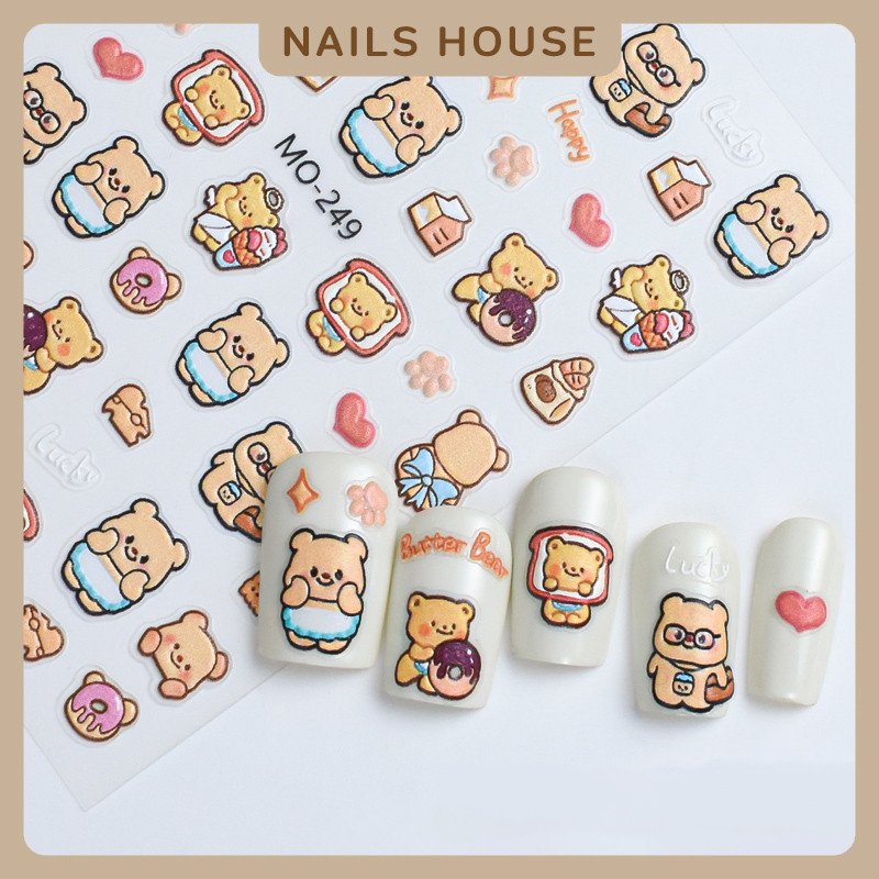 สติ๊กเกอร์ติดเล็บ หมีเนย 5D Honey Bear สติกเกอร์แต่งเล็บ ตกแต่งเล็บ แบบนูน ญี่ปุ่น เด็ก Sticker