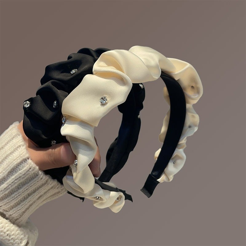 Retroภาษาฝรั่งเศสคําelegantสีดําสีขาวheadband Headwearเครื่องประดับผม
