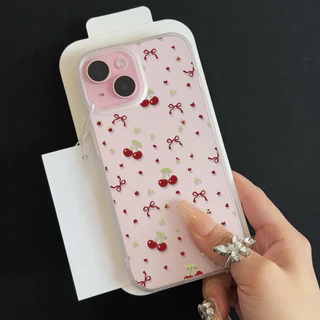 SUN เคสโทรศัพท์การ์ตูน Matte น้ำแข็ง Graffiti เชอร์รี่ ฝาครอบโทรศัพท์นุ่ม IP17 16 15 14 13 12 11ProMax Xr XsMax 7 8Plus