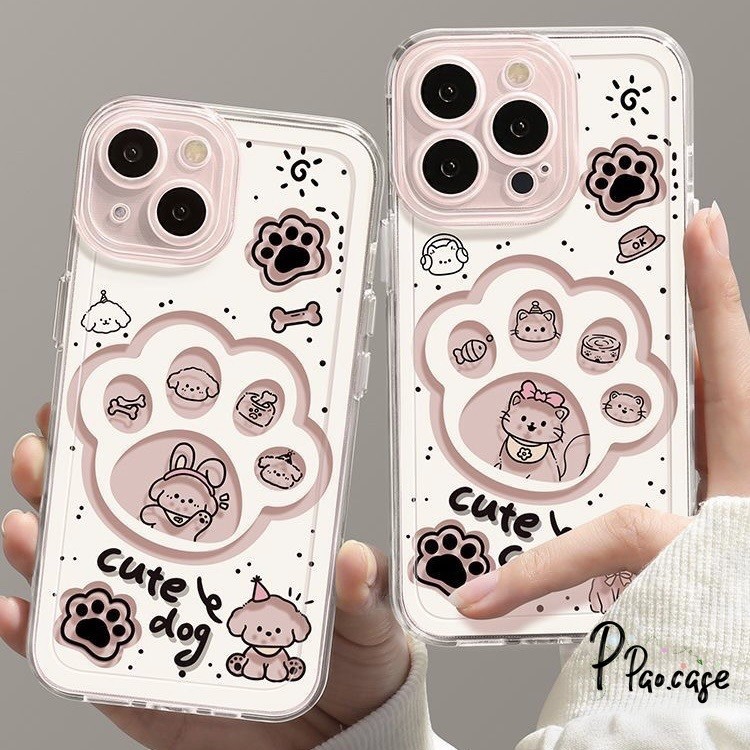 คู่การ์ตูนแมวลูกสุนัขตัวเรือนอ่อนเข้ากันได้กับเคสไอโฟน 11 15 13 Pro Max 12 14 Pro Max XR XS X Max 7 15 14 8 Plus SE 2020
