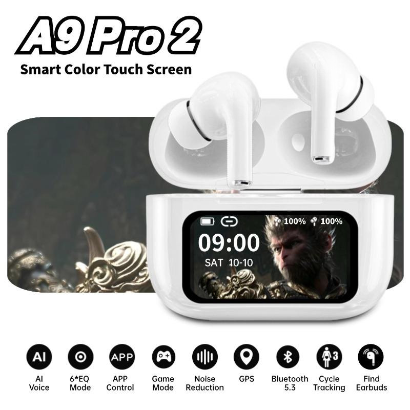 A9 Pro 2 หูฟังไร้สายหูฟัง Full Touch Screen Control ชุดหูฟัง ANC ลดเสียงรบกวนหูฟัง InEar ENC หูฟังบลูทูธ5.4