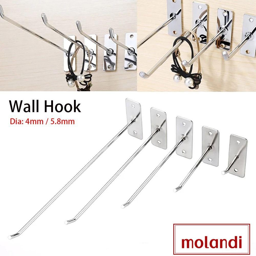 Molandi 1 ชิ้น Wall Hook, Pegboard ค้อนคีมอุปกรณ์โทรศัพท์มือถือเครื่องมือฮาร์ดแวร์ตะขอสายเดียว,จอแสดงผล Lewelry เหล็กเล็บสกรู Hole Board Hook