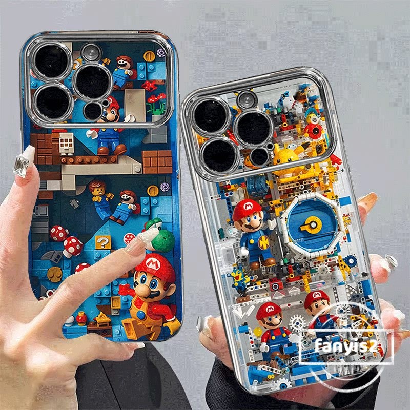 สําหรับ Infinix Smart 8 7 Hot 40 Pro 40i 40 Pro 30i Play 30i Spark Go 2024 หมายเหตุ 40 30 VIP 12 Turbo G96 การ์ตูน Mario 6D ชุบหน้าต่างขนาดใหญ่เคสโทรศัพท์นุ่ม
