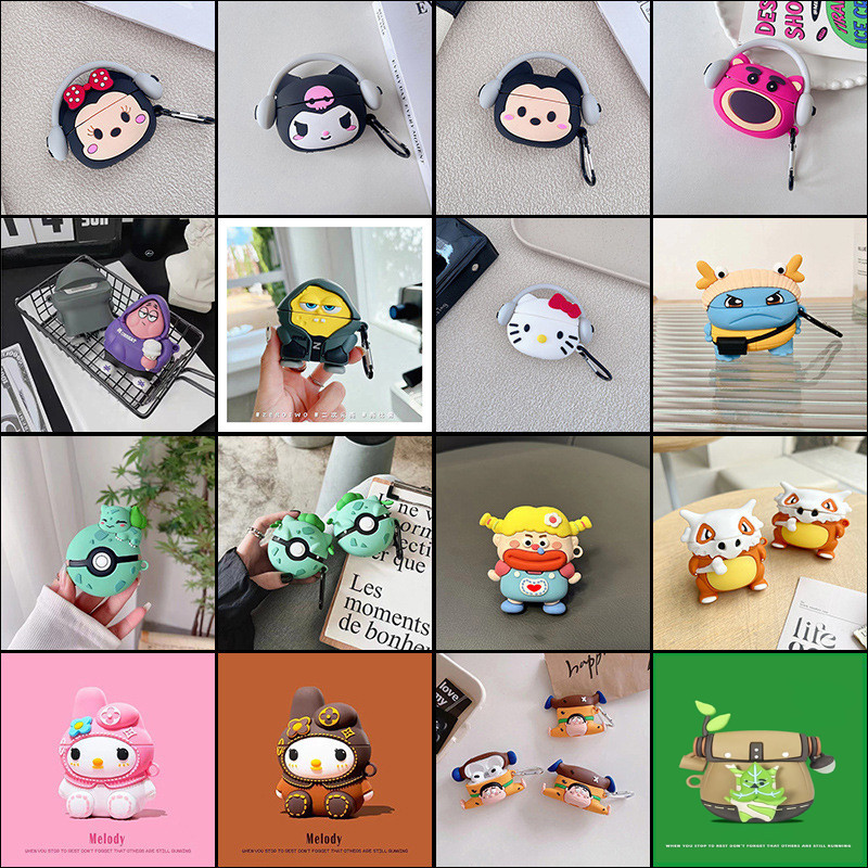 Mango กรณีปลอกสําหรับ AirPods 1 2 3 Pro 2 กรณีปลอก Gen 2 3 2nd 3rd Gen2 Gen3 ซิลิโคนกรณี 3D น่ารักการ์ตูนอะนิเมะเมาส์กระต่ายหมี