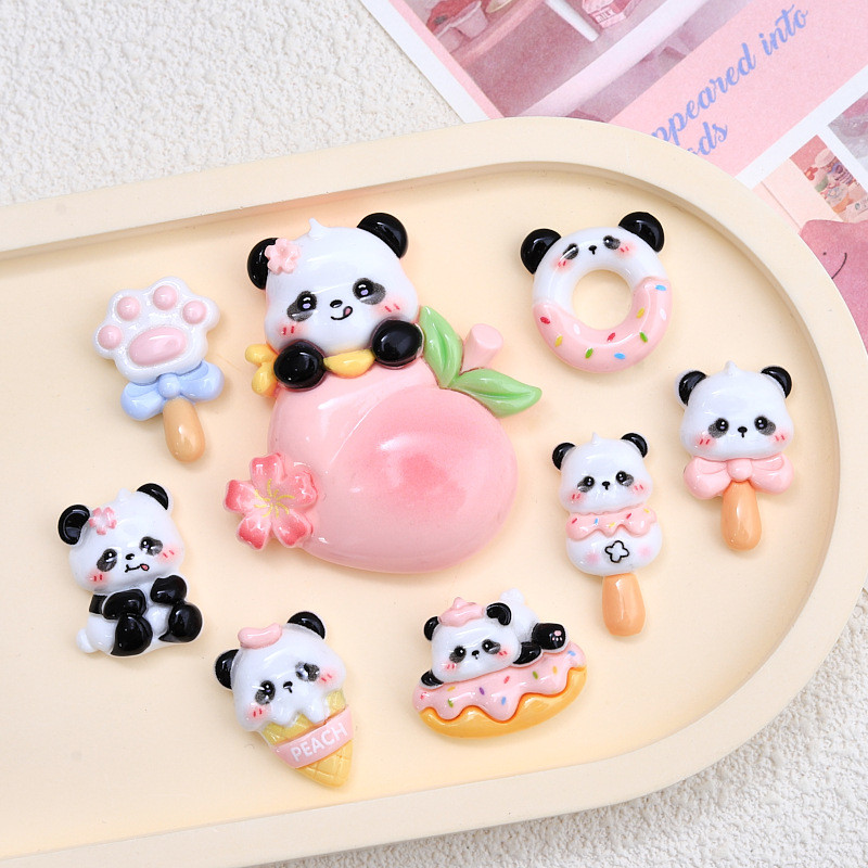 8ชิ้นน่ารักแพนด้าชุดเรซิ่นเสน่ห์สําหรับ ทําเอง (1-351)