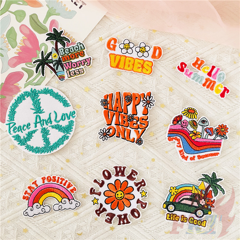 Life is Good - Good Vibes Iron-on Patch เหล็ก ทําเอง 1 ชิ้นบนเย็บบนแพทช์ป้าย