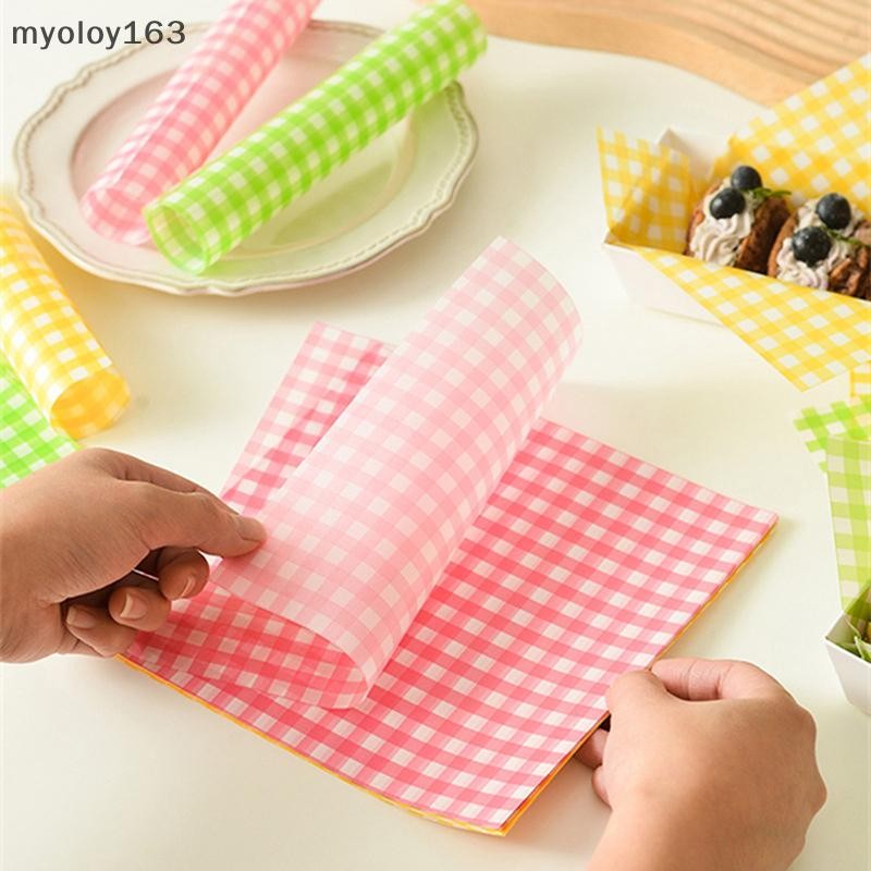 Myoloy 100 ชิ้นกระดาษขี้ผึ้งกระดาษห่อแซนวิชกระดาษท่ีต้านทานนํา้มันกระดาษทอดอากาศ TH