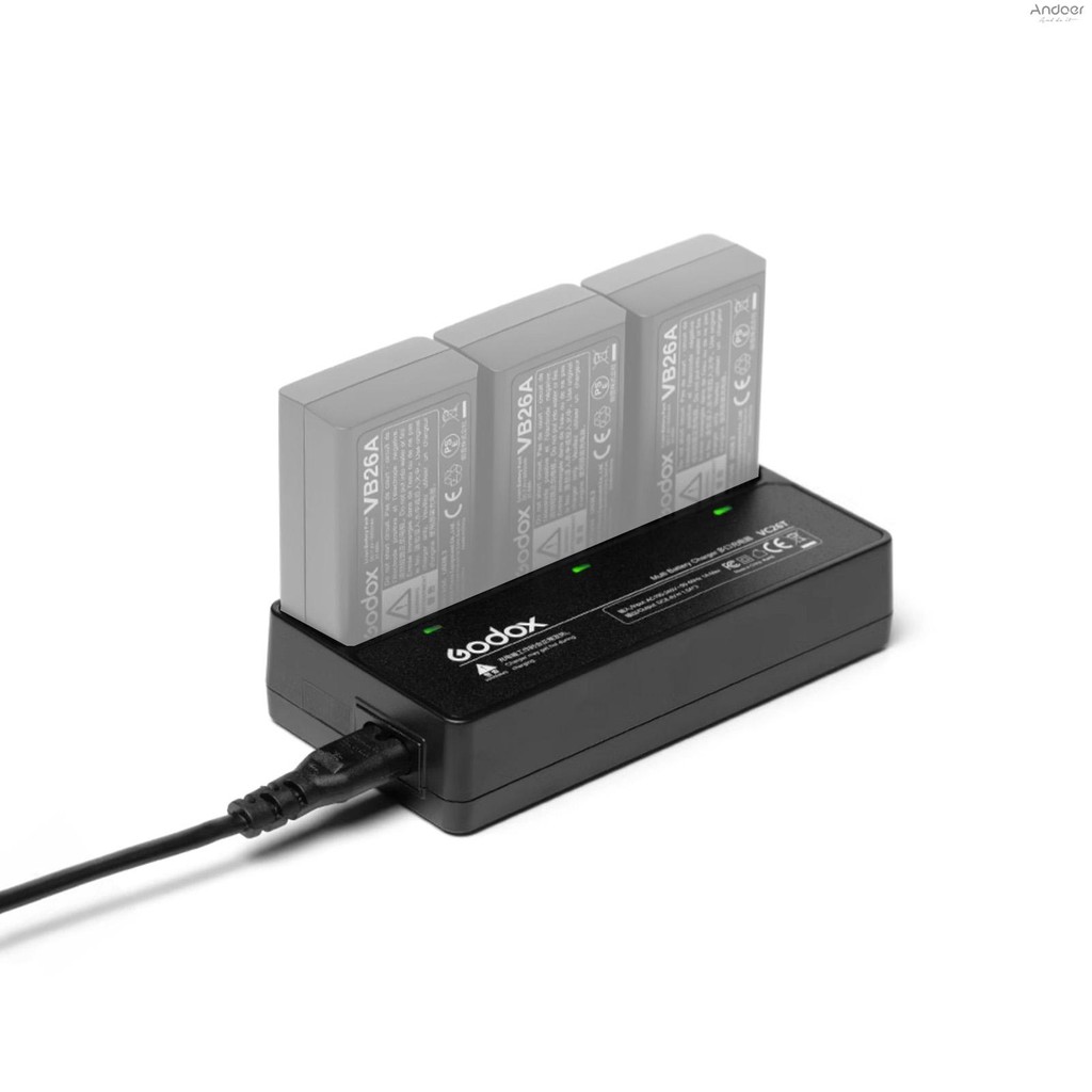 Godox VC26T เครื่องชาร์จแบตเตอรี่สําหรับ Godox V1/ V860III Series แฟลช Speedlite แบตเตอรี่ VB26A/VB26B/VB30