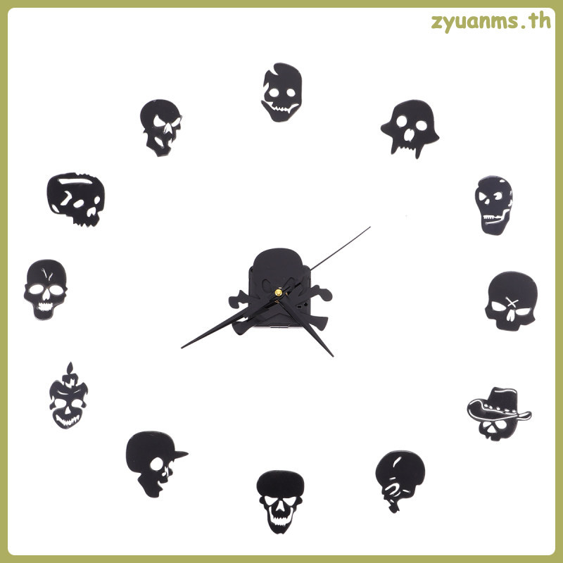 🎃🎃 ฮาโลวีน Skull นาฬิกาโมเดิร์น Mute นาฬิกา Wall Decal สติกเกอร์ zyuanms