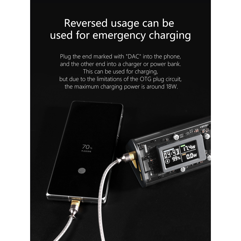 Dd DdHiFi TC05 M2 USB-C 2.0 ถึง USB-C OTG ถอดรหัสสายเคเบิลข้อมูลย้อนกลับ Usage สามารถใช้สําหรับการชาร์จฉุกเฉิน 10/50/100 ซม.