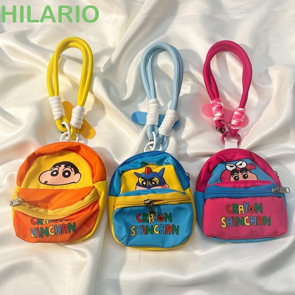 Hilario กระเป๋าใส่เหรียญขนาดเล็ก,กระเป๋าเป้สะพายหลังแขวนมัลติฟังก์ชั่เครยอนชินจัง Keyhain,ส่วนบุคคลป้องกันการสูญหายทนทานแบบพกพาโทรศัพท์แหวนจี้ของขวัญ
