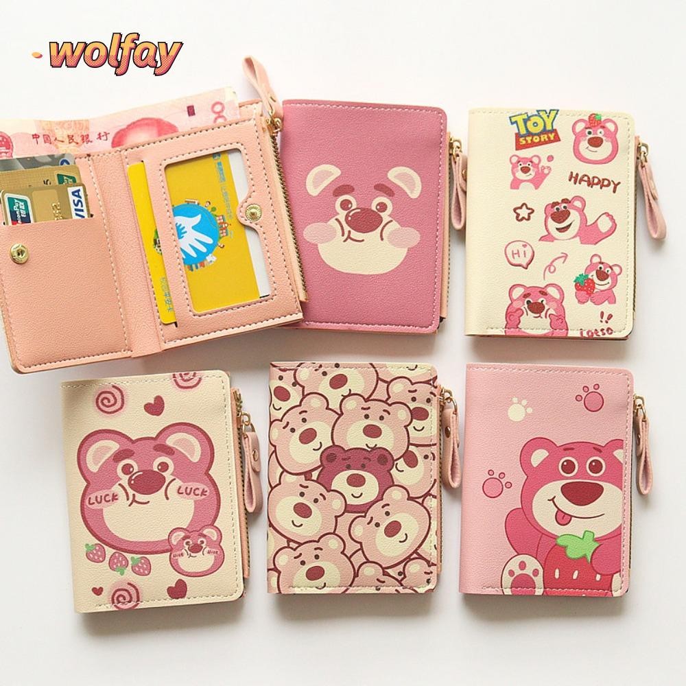 Wolfay กระเป๋าสตางค์ใบสั้น, กระเป๋าใส่เหรียญลายการ์ตูนดิสนีย์, ซิปน่ารักขนาดเล็ก PU หนังกระเป๋าเงินเด็กผู้หญิง
