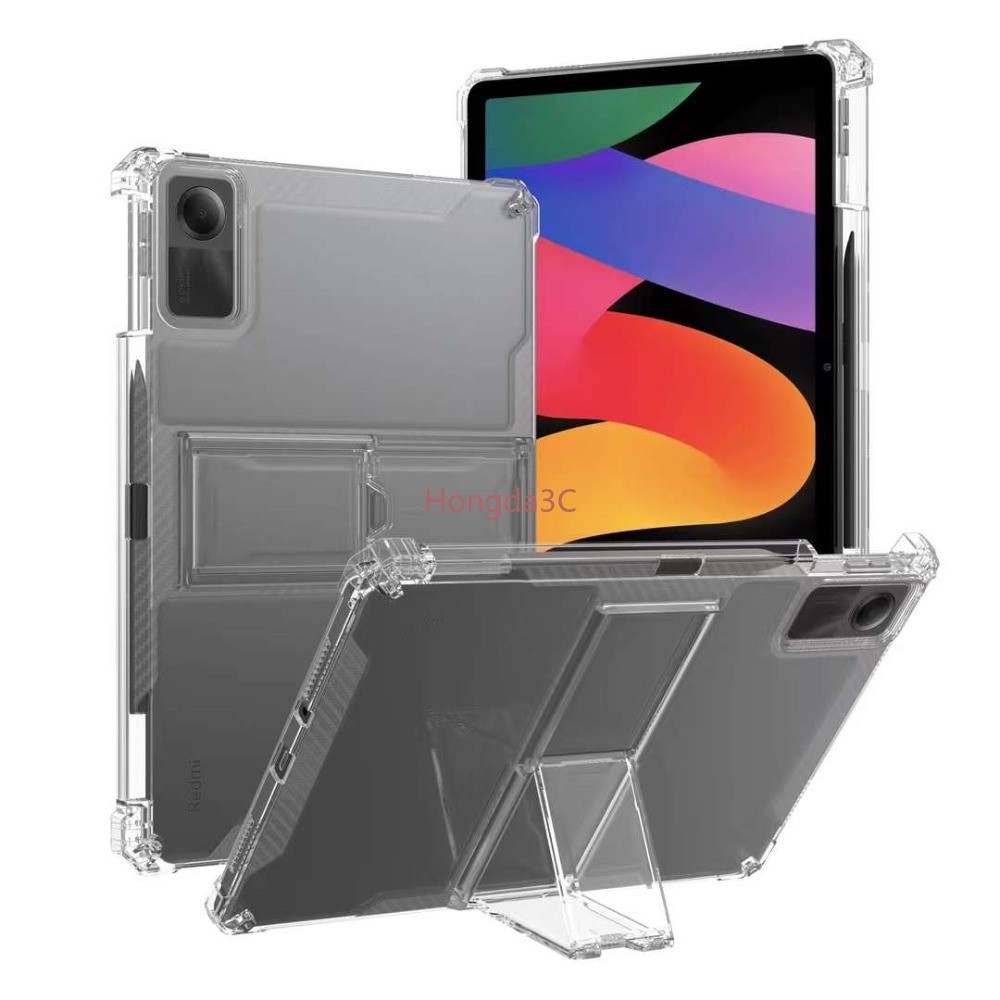 ยืนกรณีแท็บเล็ตสําหรับredmi Pad SE 11 นิ้ว 2023 PadSEปลอกพร้อมที่ใส่ดินสอTPUโปร่งใสนุ่มสําหรับRedmi Pad 10.6 นิ้ว 2022