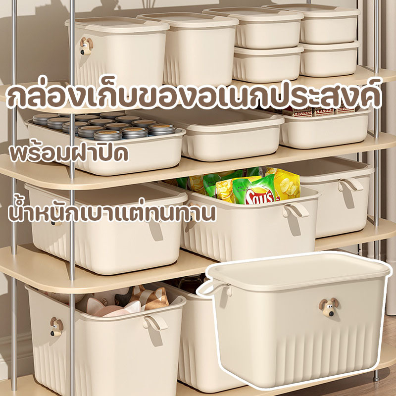 ✨ กล่องเก็บของอเนกประสงค์ อุปกรณ์จัดเก็บเสื้อผ้า พร้อมฝาปิด รูปแบบการ์ตูนน่ารัก น้ำหนักเบาแต่ทนทาน