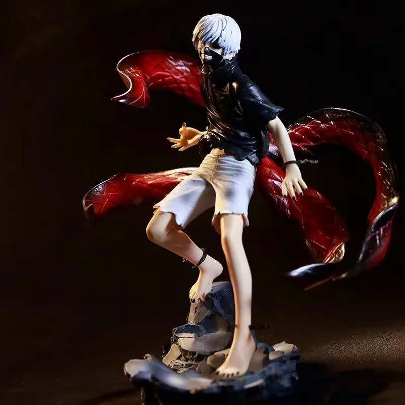 Tokyo Ghoul Kaneki Ken 21cm Figure Mask Model Doll Anime Two Heads Statue Ornament Cool Fight Gifts 