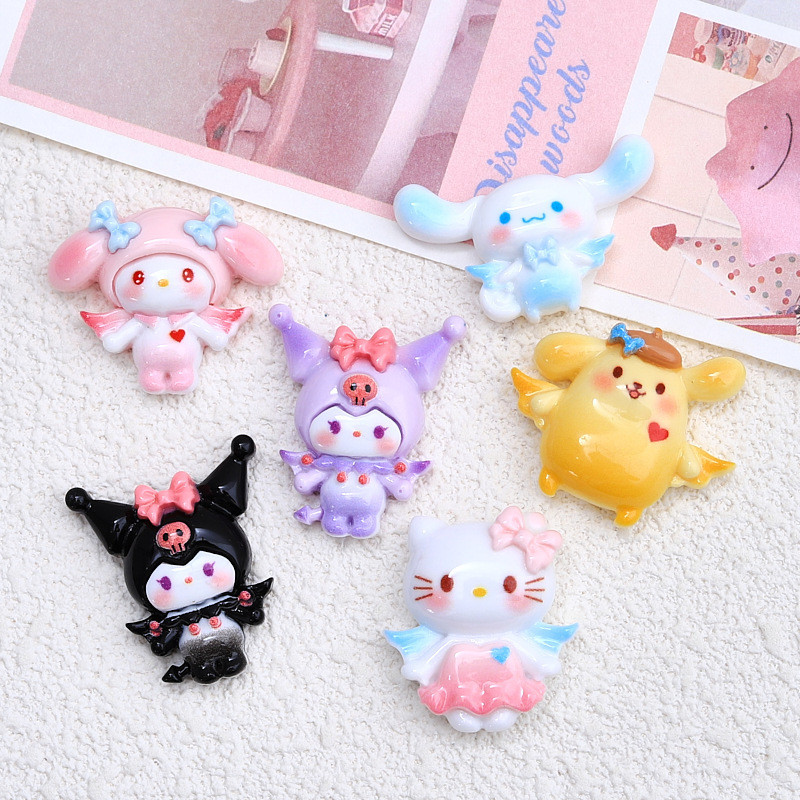 [100 รายการพร้อมสต็อก] ปีศาจสัตว์ขนาดเล็กการ์ตูนครีมกาวอุปกรณ์เรซิ่นทําเองเครื่องประดับกิ๊บหลุมรองเท้าหัวเข็มขัดอุปกรณ์ตกแต่งรองเท้าดอกไ