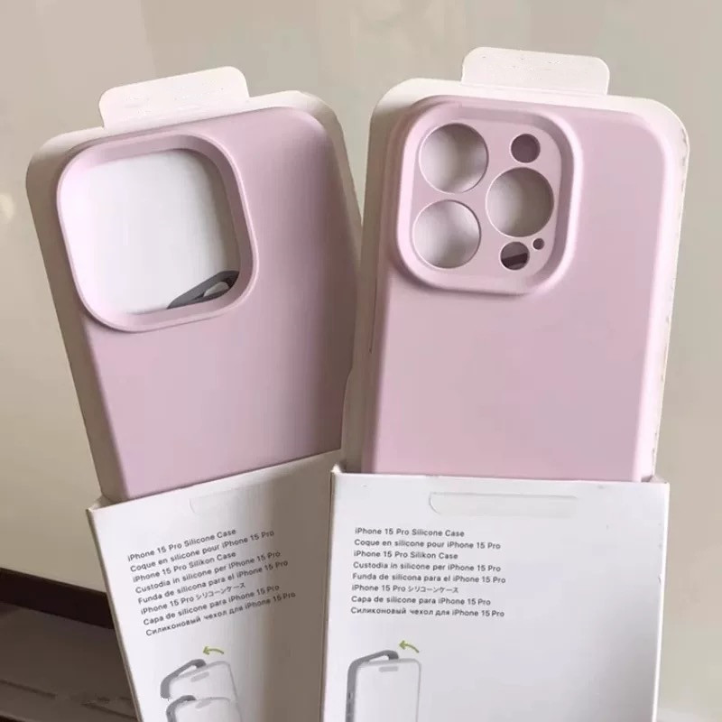 ปลอกซิลิโคนเหลวทรายสีชมพูเคสโทรศัพท์สําหรับiphone 16ProMax 16Pro 15ProMax 16 15 14 13 12 11 Pro Maxกรณีกันกระแทกเลนส์ป้องกันกรณีปก