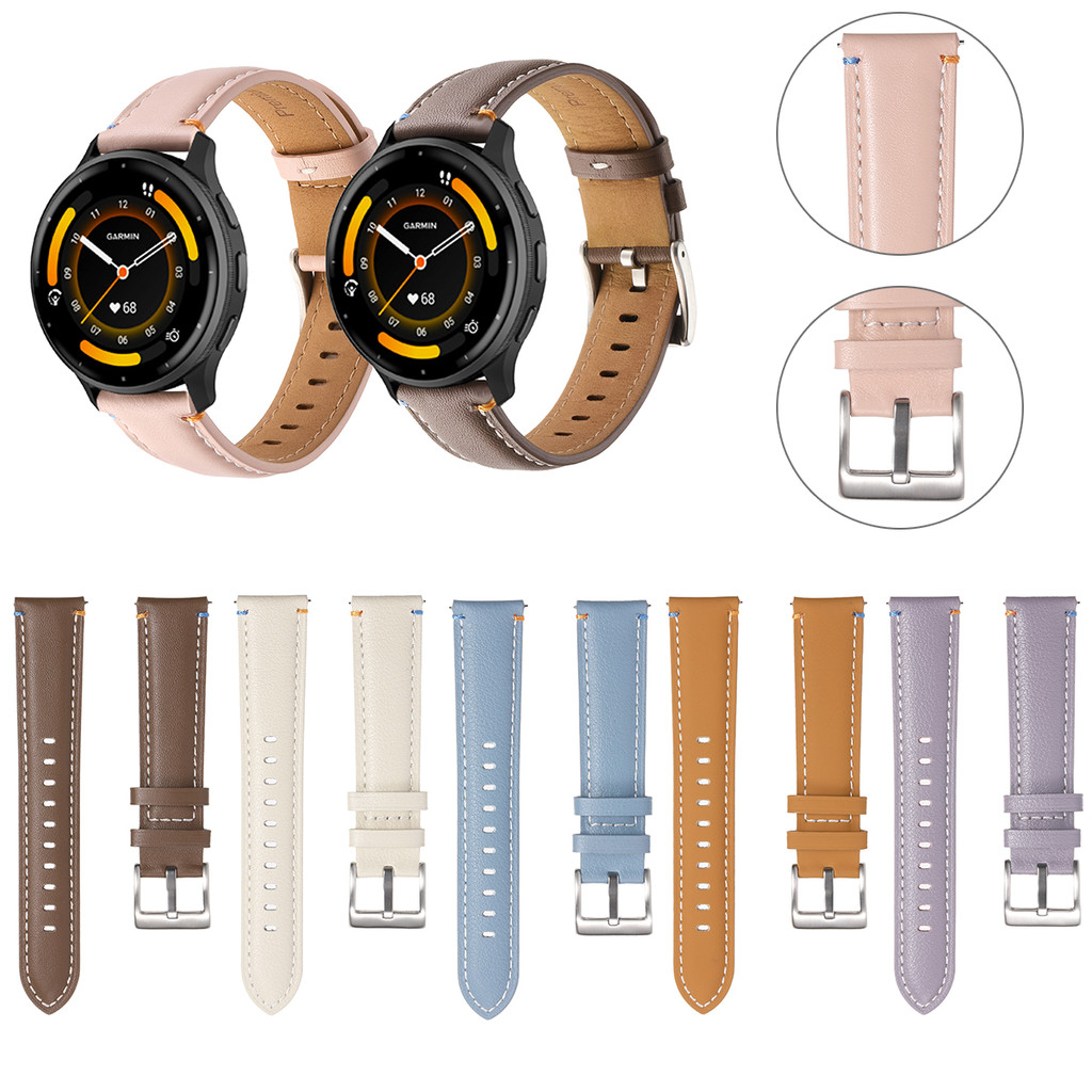หนังสําหรับ Garmin Vivoactive 3 4 5 Active 5 20 มม.22 มม.แฟชั่นนาฬิกาผู้ชายผู้หญิงสําหรับ Garmin Forerunner 265 255 เพลง Venu 2 3 Sq