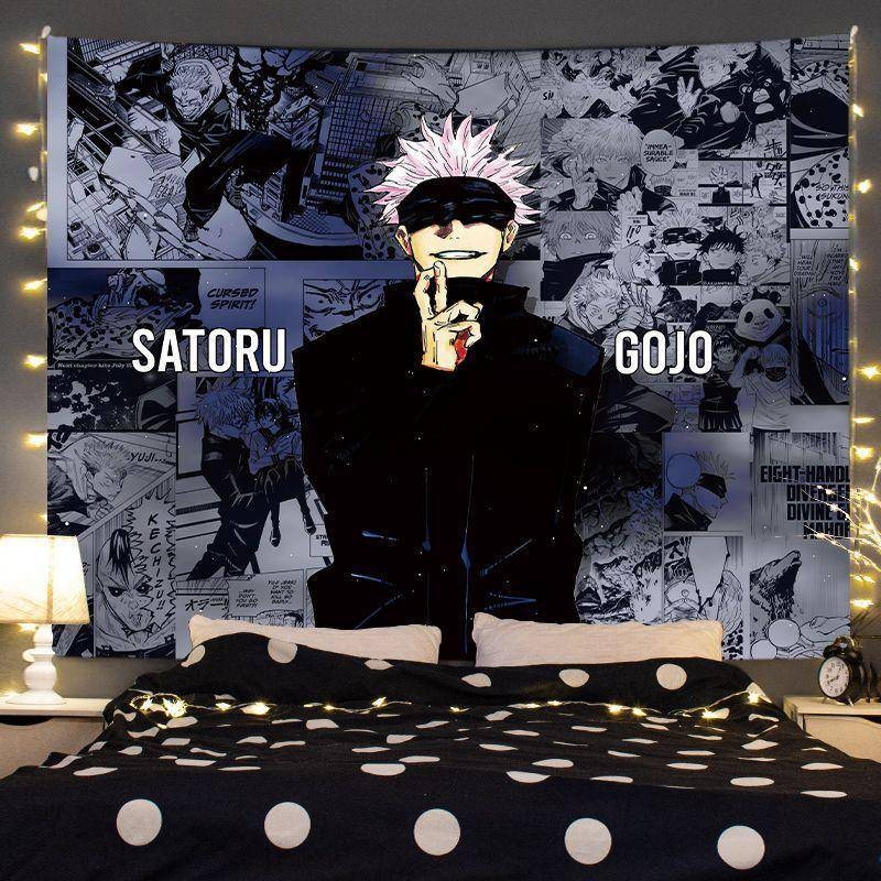 Gojo Satoru Jujutsu Kaisen ผ้าแขวนผนังอะนิเมะตกแต่งสําหรับหอพักนักเรียนพื้นที่